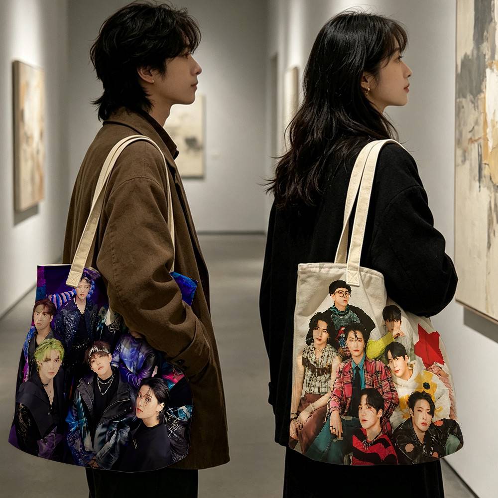 Linen Bag Bulk - Kpop Group A-Ateez Lightweight Foldable Tote