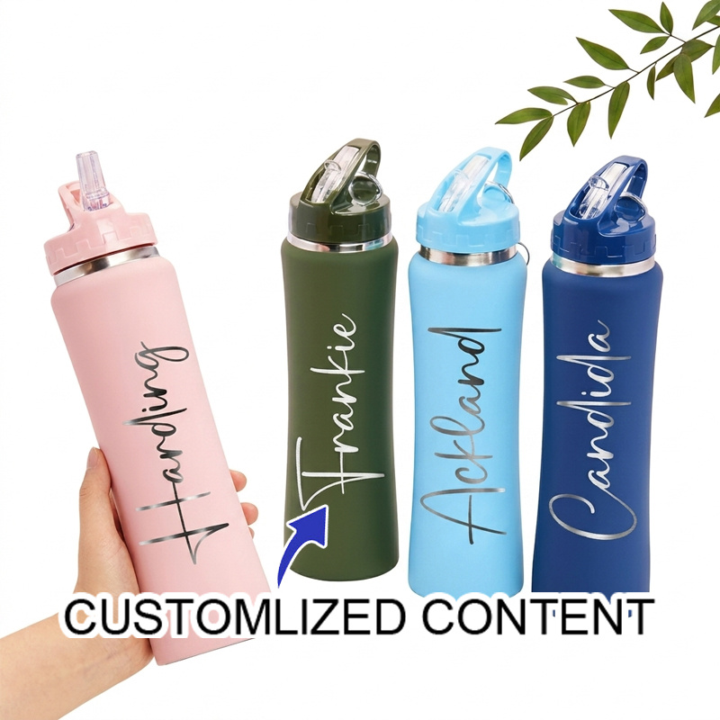 Stainless Steel Straw - Custom Name Car Water Bottle, Double