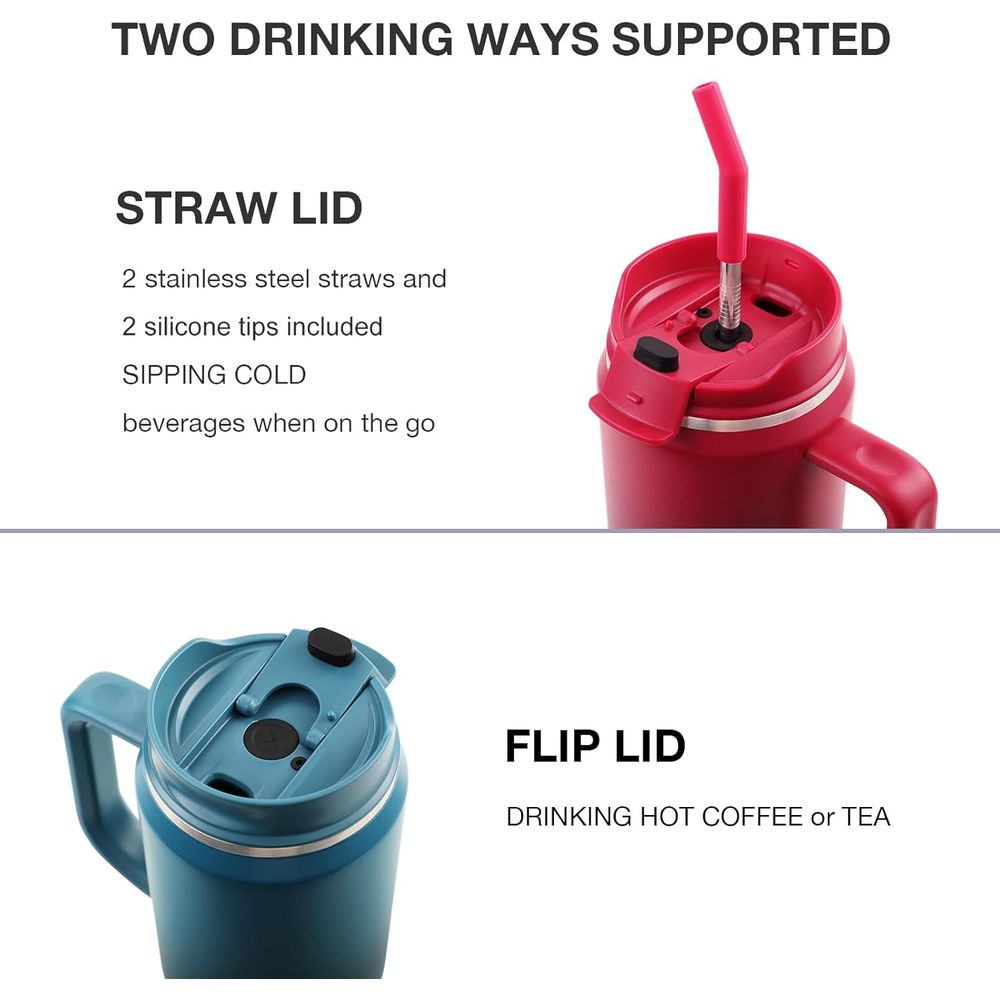 40 oz Insulated Travel Mug wit - Stainless Steel Straw recension och pris